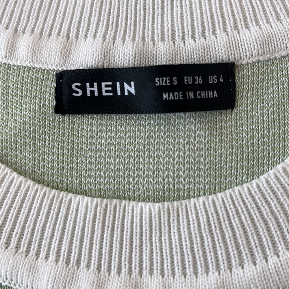 SHEIN Green & White Checkered Sweater Vest Cropped Top Size Small - Picture 3 of 6